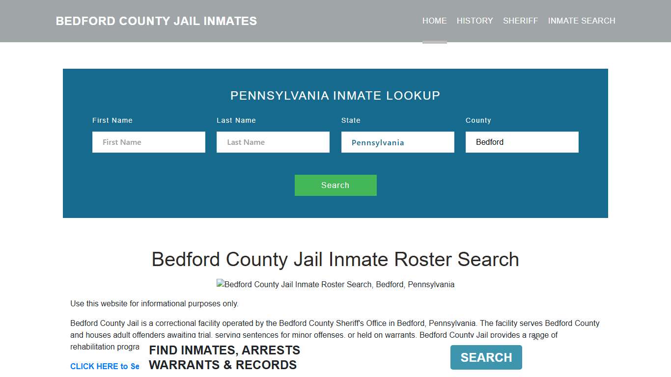 Bedford County Jail Inmate Roster Lookup, Bedford, PA